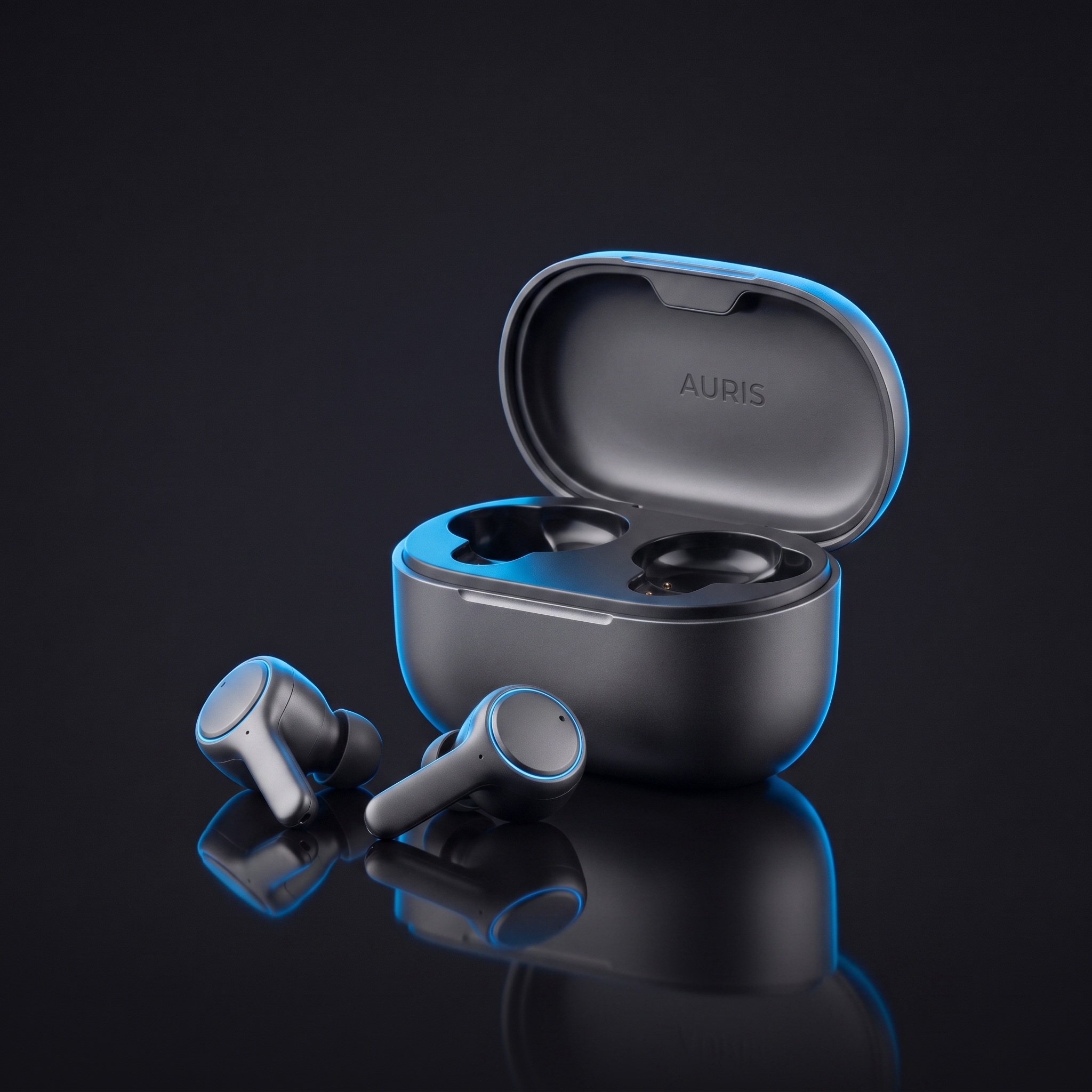AURIS Buds true wireless earbuds in charging case